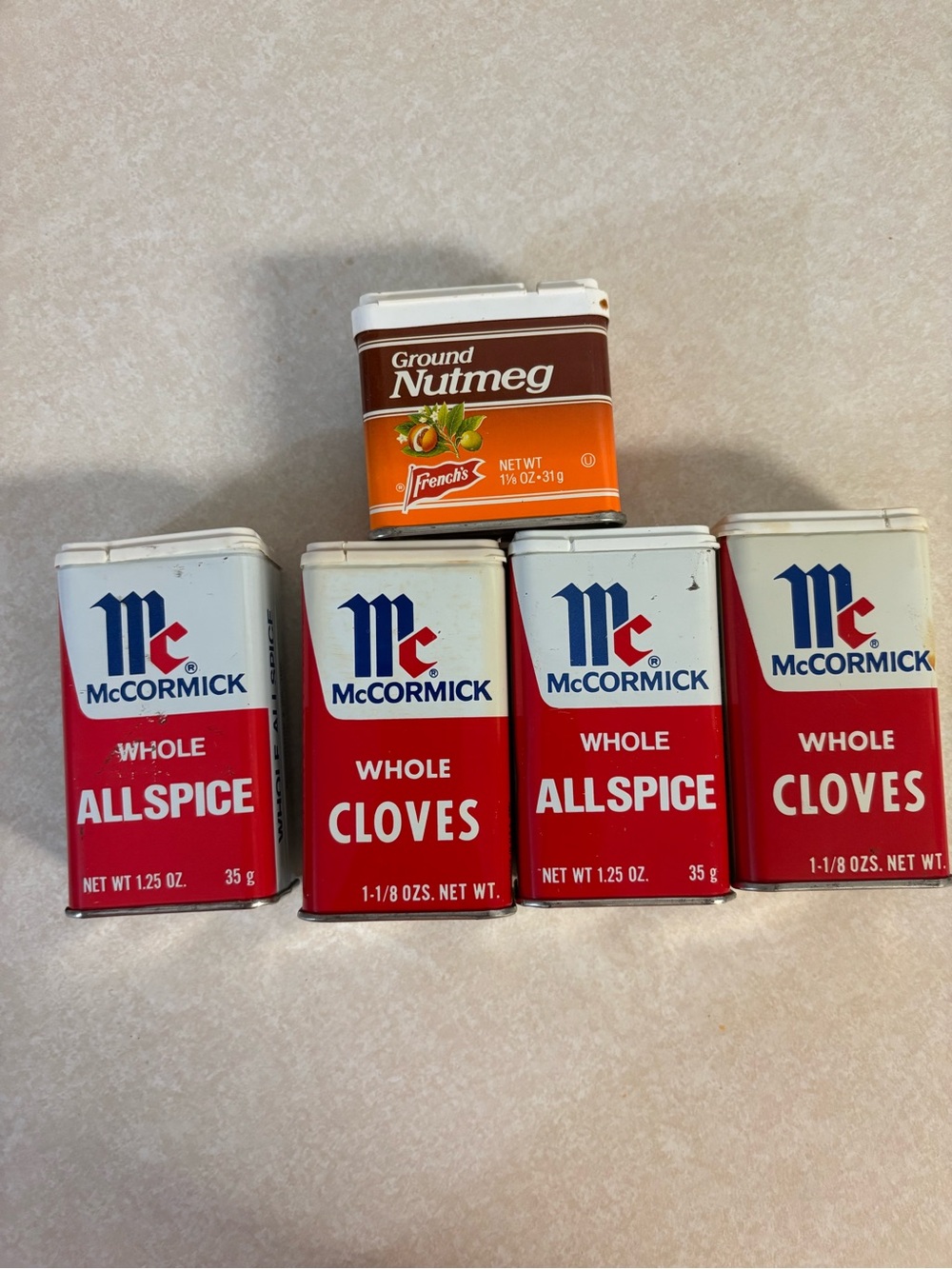 Vintage McCormick  Red Spice Tins - Used